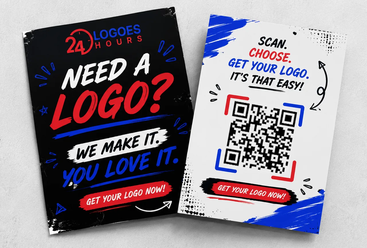 Two Logos24hours flyers with QR code