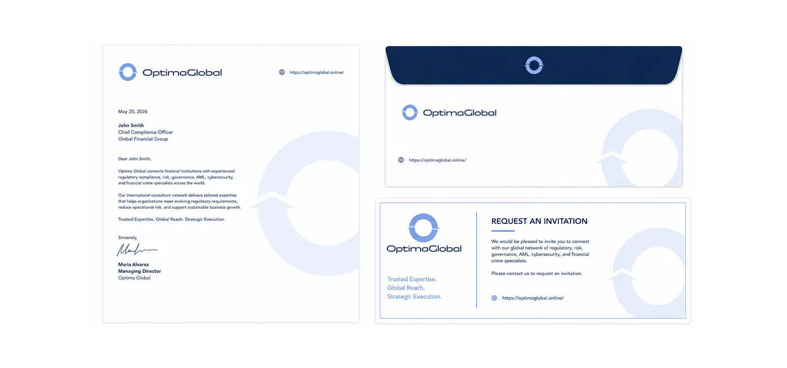 Optima Global stationery and invitation