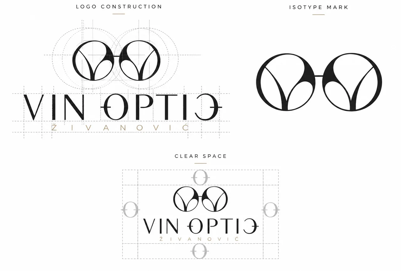 Vin Optic symbol construction grid and size tests
